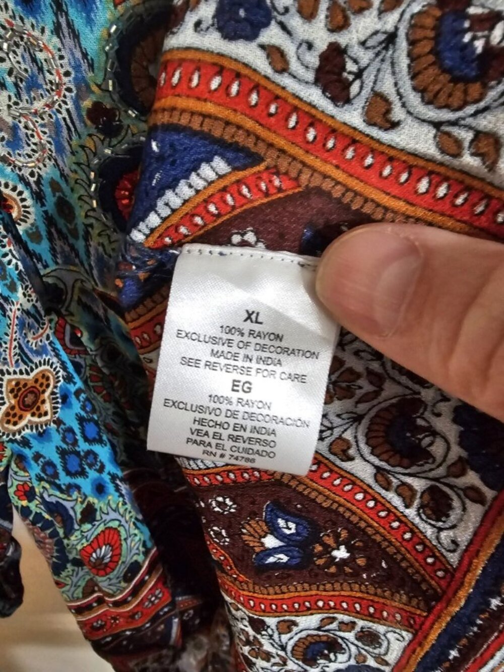 Bila Women XL Tunic Blue Multi Paisley Festival Boho Archival Rare Statement HTF - Picture 5 of 7